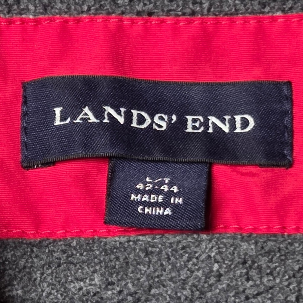 Lands End Mens LT Red Squall Jacket Windcheck Fleece Lined Full Zip 3225 - Picture 3 of 11